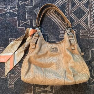 Coach 16506 Embossed Python Leather Tan w/ Scarf